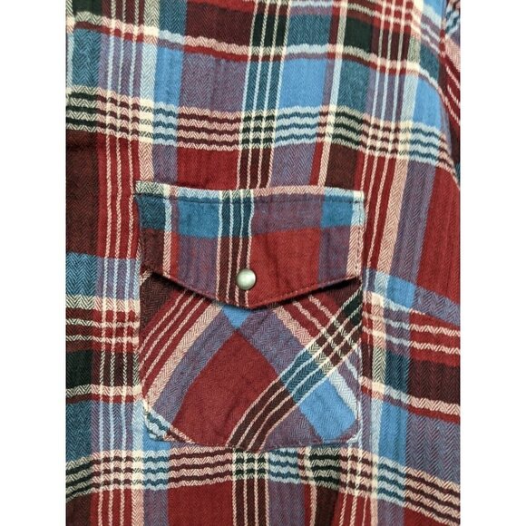 KUT from the Kloth Snap Button Up Shirt Women's Sz Medium Maroon Blue Plaid - Picture 6 of 10
